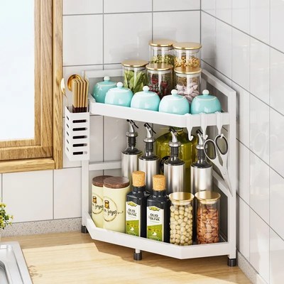 厨房调味料置物h架家用用品厨具调味品多功能转角三角扇形收纳架