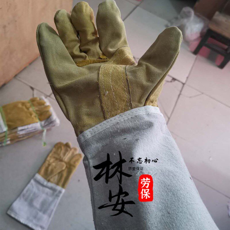 电焊牛皮耐高温焊工手套t焊接防烫耐磨隔热加长款短款劳保用品
