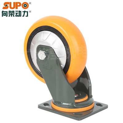 SUPO向荣脚轮4寸5寸6寸8寸重型聚氨酯I万向轮双刹板车轮手推车脚