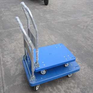 佛山厂家300KG拉货平板车塑料手推车搬运物流胶板车折叠静音车仔