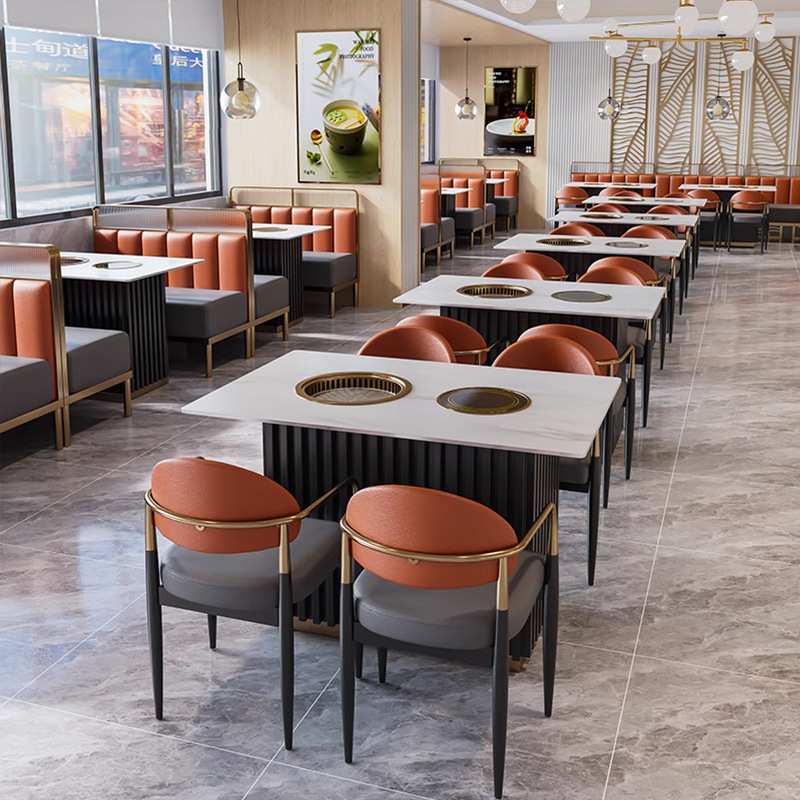 西餐厅烤肉店软包卡座沙发火锅店饭店餐饮商用不锈钢桌椅组合