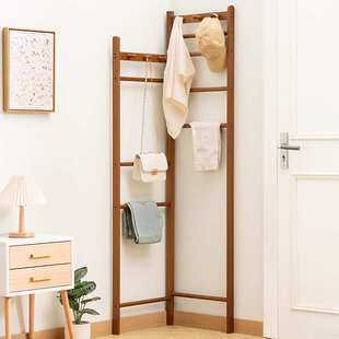 转角衣帽架靠墙收纳简易衣架落地家用出租屋挂衣架卧室简约架子