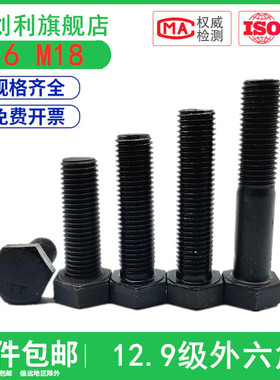 12.9级外六角螺丝高强度螺栓加长全x牙全螺纹螺钉M16M18*30x40-30