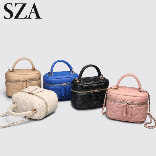 SZA高级感盒子包女2022新x款菱格链条手提单肩斜挎包小众迷你小包