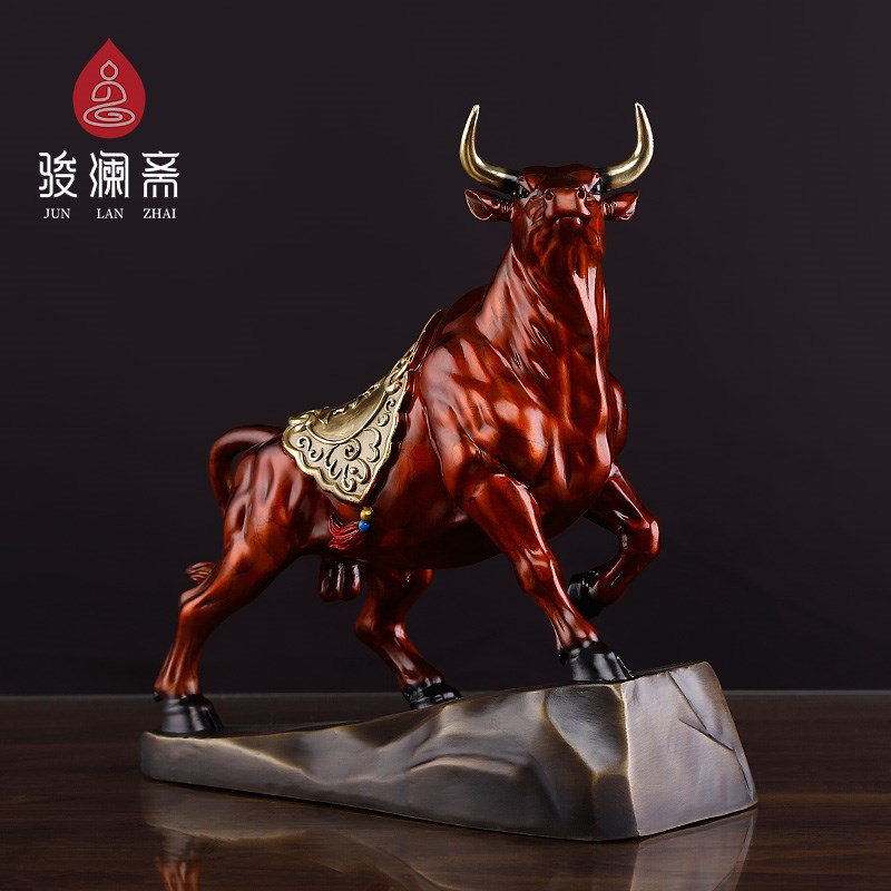 速发铜牛财招铜牛摆件家居饰品 办公室运势如虹客旺市牛厅华尔街