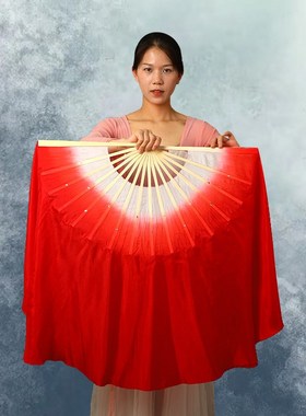 速发古星红旗舞歌扇江山跳舞扇疆红色渐变双面扇五典舞秧蹈胶州扇