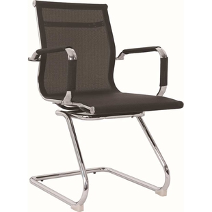 屈尚铂诗乐黑网中背钢网椅夏日透气办公接待会议洽谈椅盟敖斐司盟