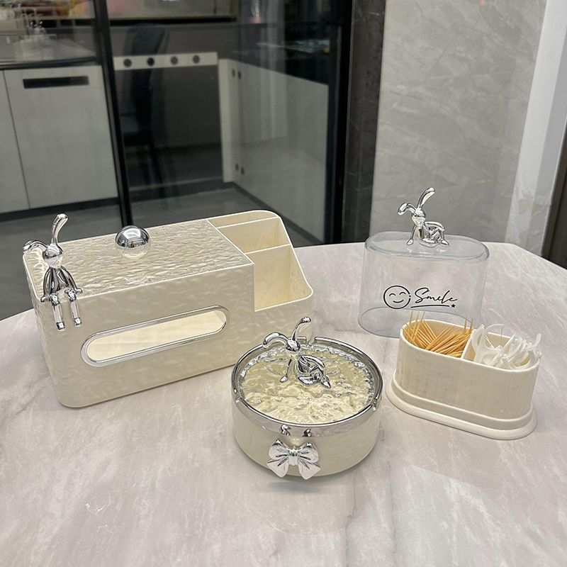 客厅茶几三件套高颜值轻奢卫生间精致牙签筒烟灰缸桌面摆件纸巾盒