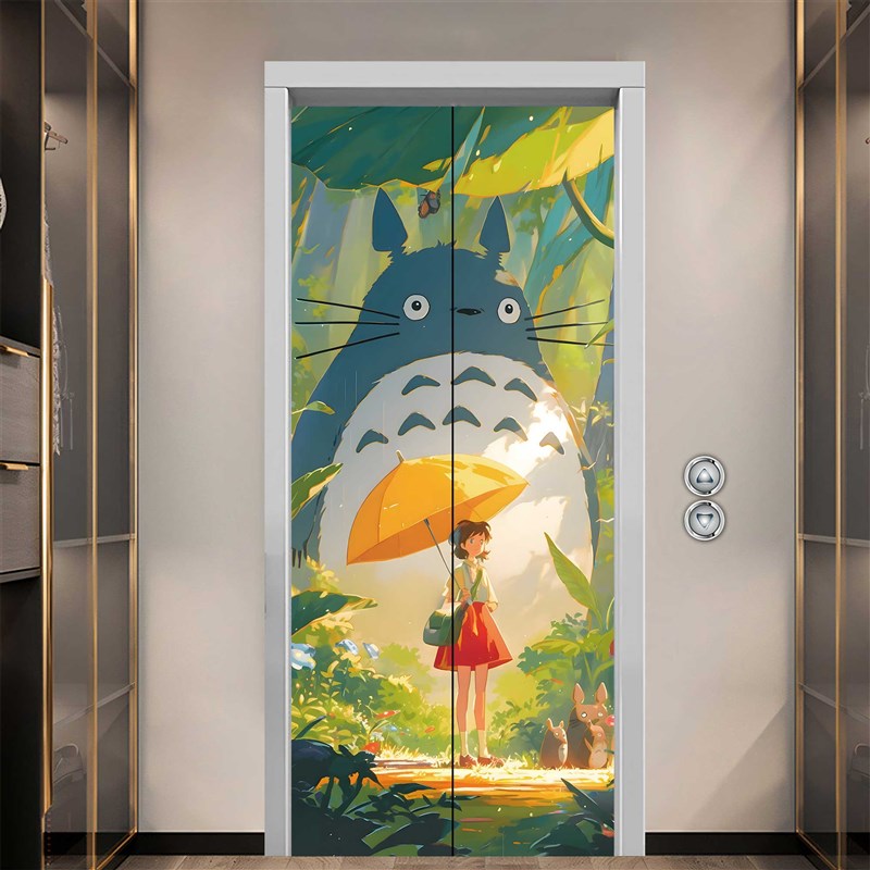 定制电梯门贴纸宫崎骏轻奢高级感一梯一户门口布置美化贴创意门贴