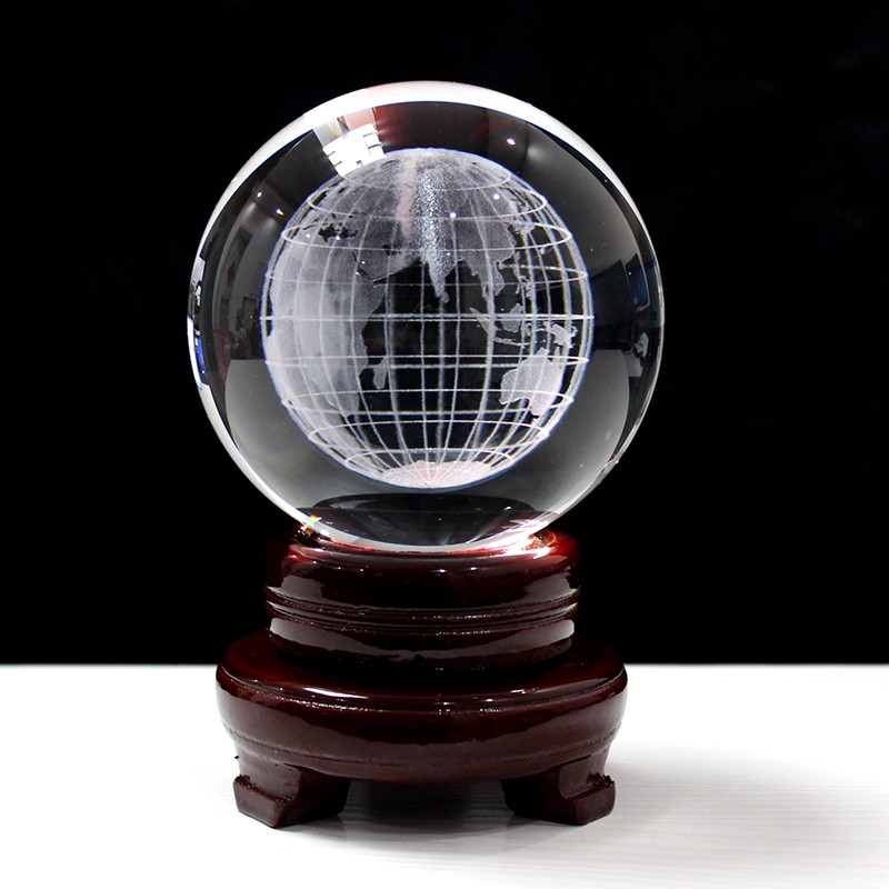 水晶球3D内雕地球仪创意家居摆件毕业季教师节送老师可以定制礼品