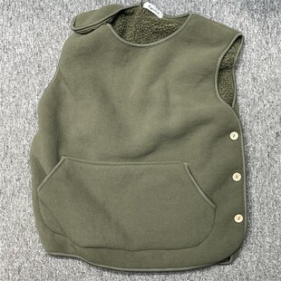 出口日单400g超细摇粒绒羊羔绒背保暖背心套头秋冬男女圆领马甲