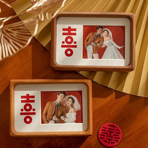 实木结婚证相框摆台定制diy洗登记照片2寸加打印周年纪念礼物挂墙