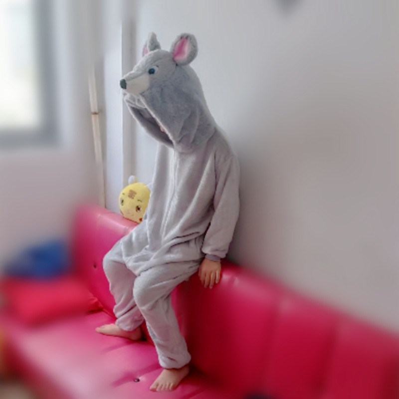 新款老鼠动物连体睡衣秋冬卡通男女儿童老鼠和猫情侣服表演服大码