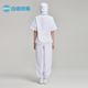 白色中央厨房车间加工工厂工服防静电食品厂工作服短袖 连帽