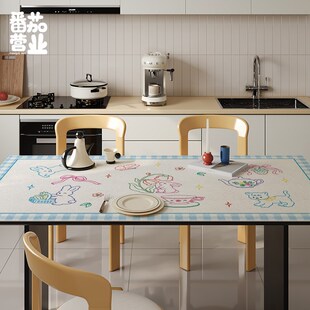 卡通防水防烫皮革餐桌垫隔热垫免洗可擦高级感桌布书桌防滑垫子