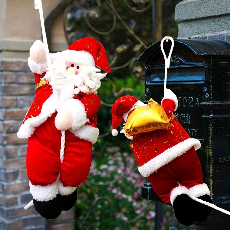 圣诞老人降落伞跳伞爬绳老人公仔挂件吊饰商场酒店场景布置装饰品