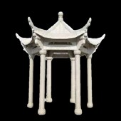 石雕凉亭户外庭院中式 亭子别墅园林大理石六角石亭晚霞红景观凉亭