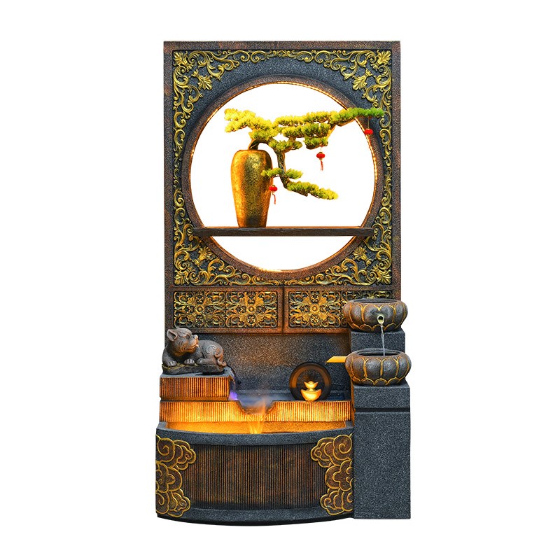 新中式假山流水屏风摆件客厅办公室招财喷泉循环水景开业乔迁礼物