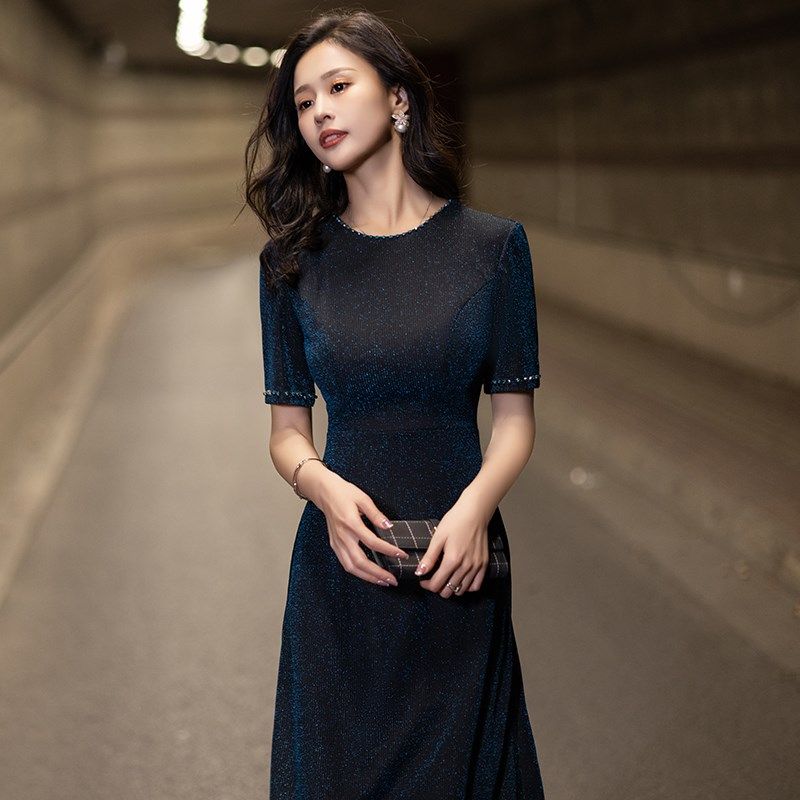 小个子晚礼服女平时可穿正式场合聚会轻奢小众气质高级感主持人裙