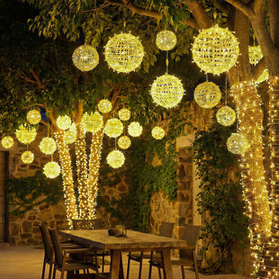 新年装饰满天星户外防水景观吊挂树亮化球形彩灯led藤球气氛围灯