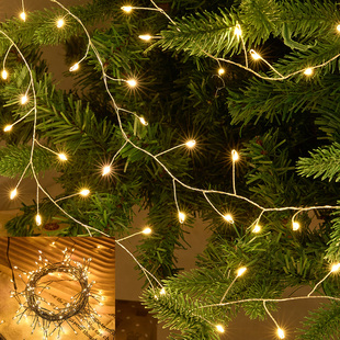 圣诞树装饰品仿真LED鞭炮铜线灯橱窗气氛围场景布置彩灯道具挂件