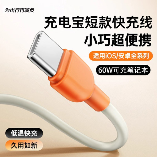 充电宝挂绳短线适用REMAX/WK/麦小兜/suiddy同款便携数据线PD双向快充CL苹果华为安卓笔记本便携充电线短线