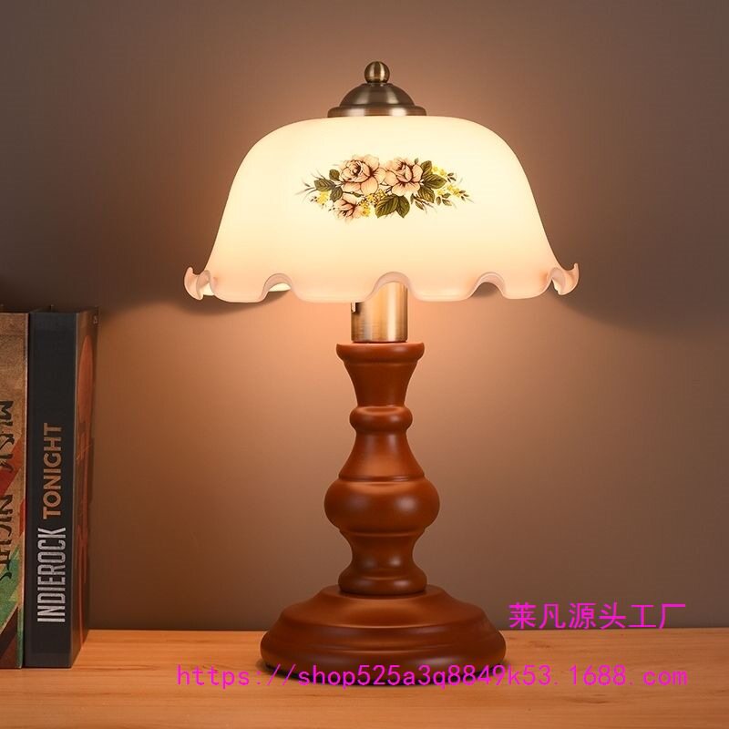 创意民国上海实木玻璃床头台灯
