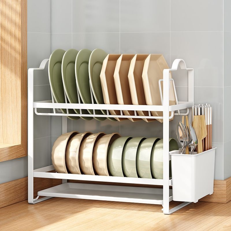 厨房收纳双层沥水架置物架小型台面橱柜放碗架碗筷碗柜碗盘收纳盒