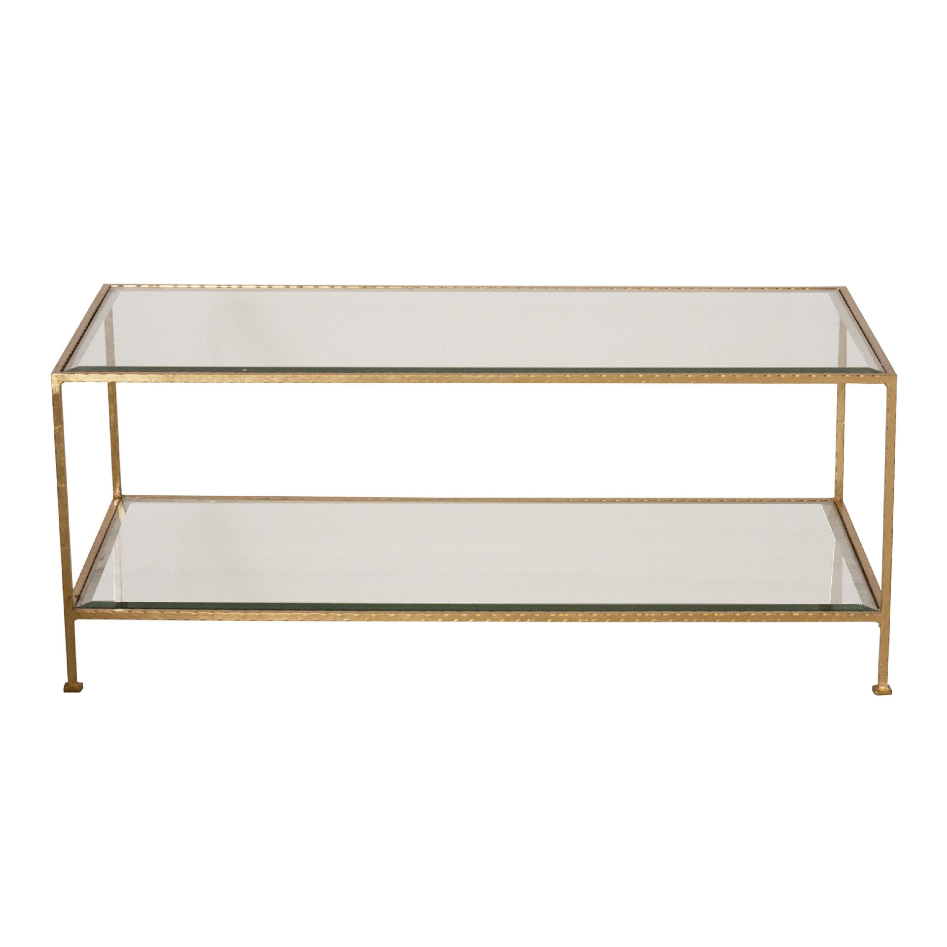 新中式简约现代客厅小户型家用桌子双层设计钢化玻璃茶几美式风格