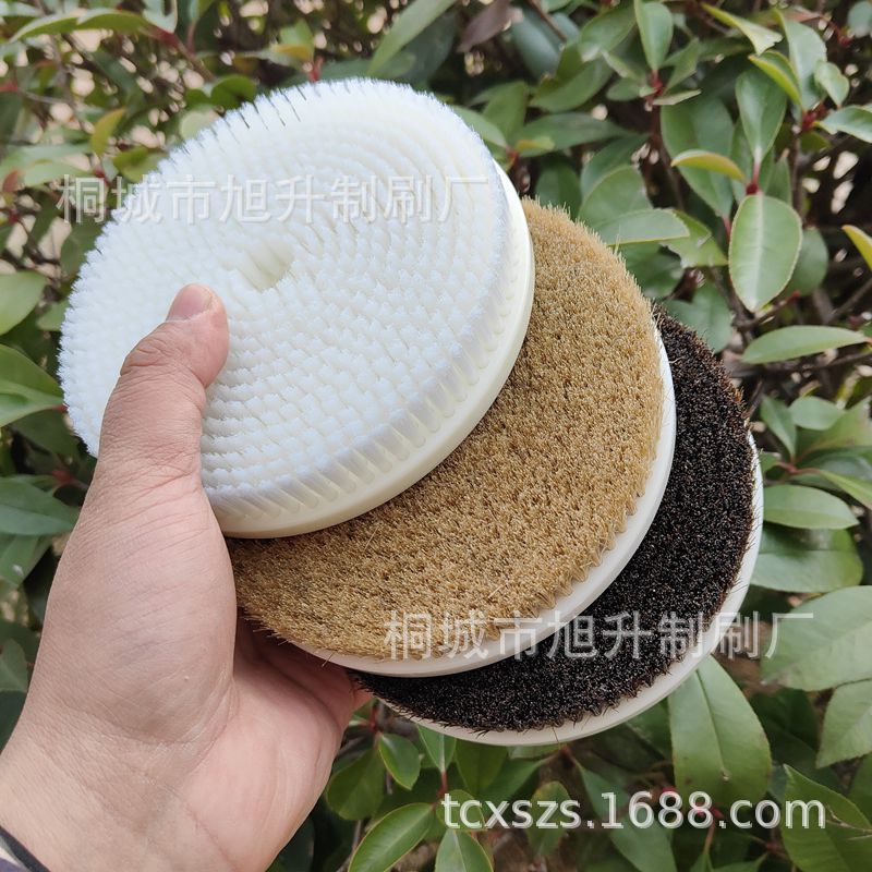 尼龙猪鬃抛光机圆盘毛刷文玩核桃电动盘毛刷直径150注塑盘刷清洁