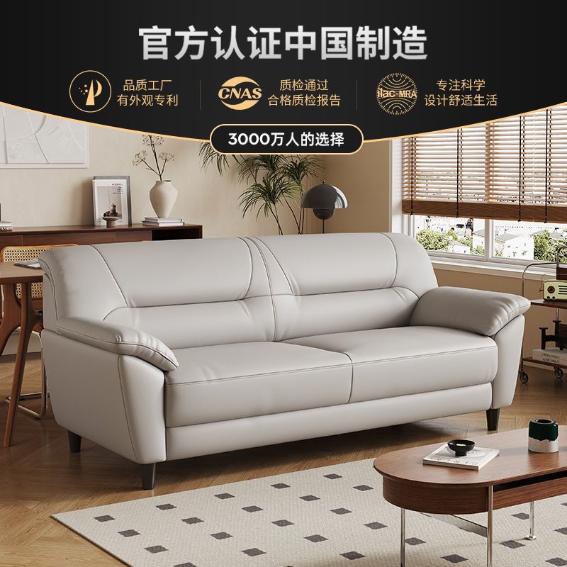 小户型客厅皮艺沙发双人三人位