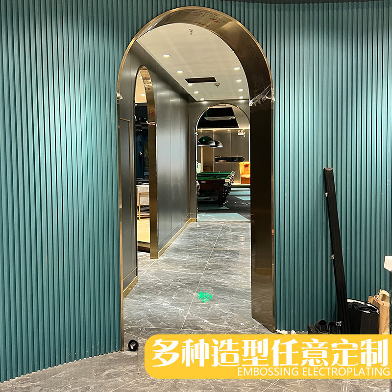 2026不锈钢弧形门套黑钛金电梯包边一体拉弯拱形垭口套圆弧吊顶装