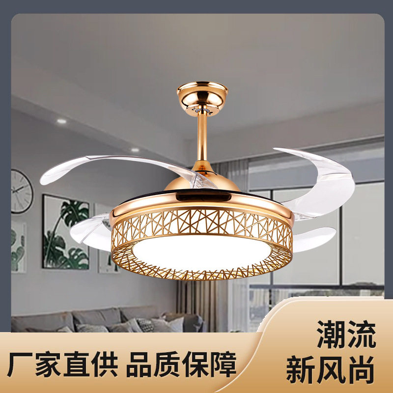 现货批发豪华隐形风扇灯 蓝牙音乐智能语音 客厅卧室餐厅中山古镇