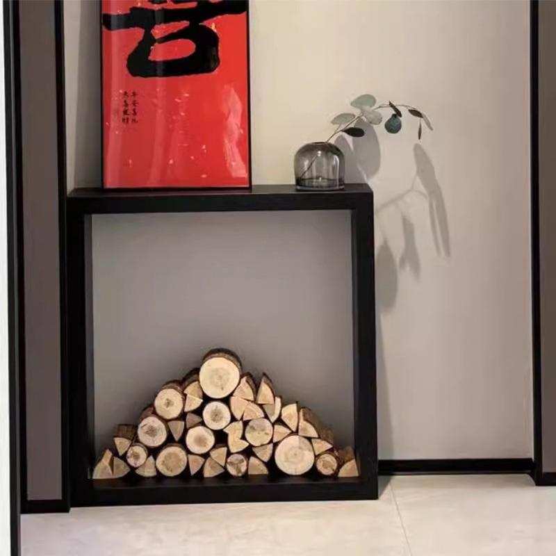 侘寂风实木玄关桌入户靠墙窄条桌中古风客厅走廊案几条案置物架图片