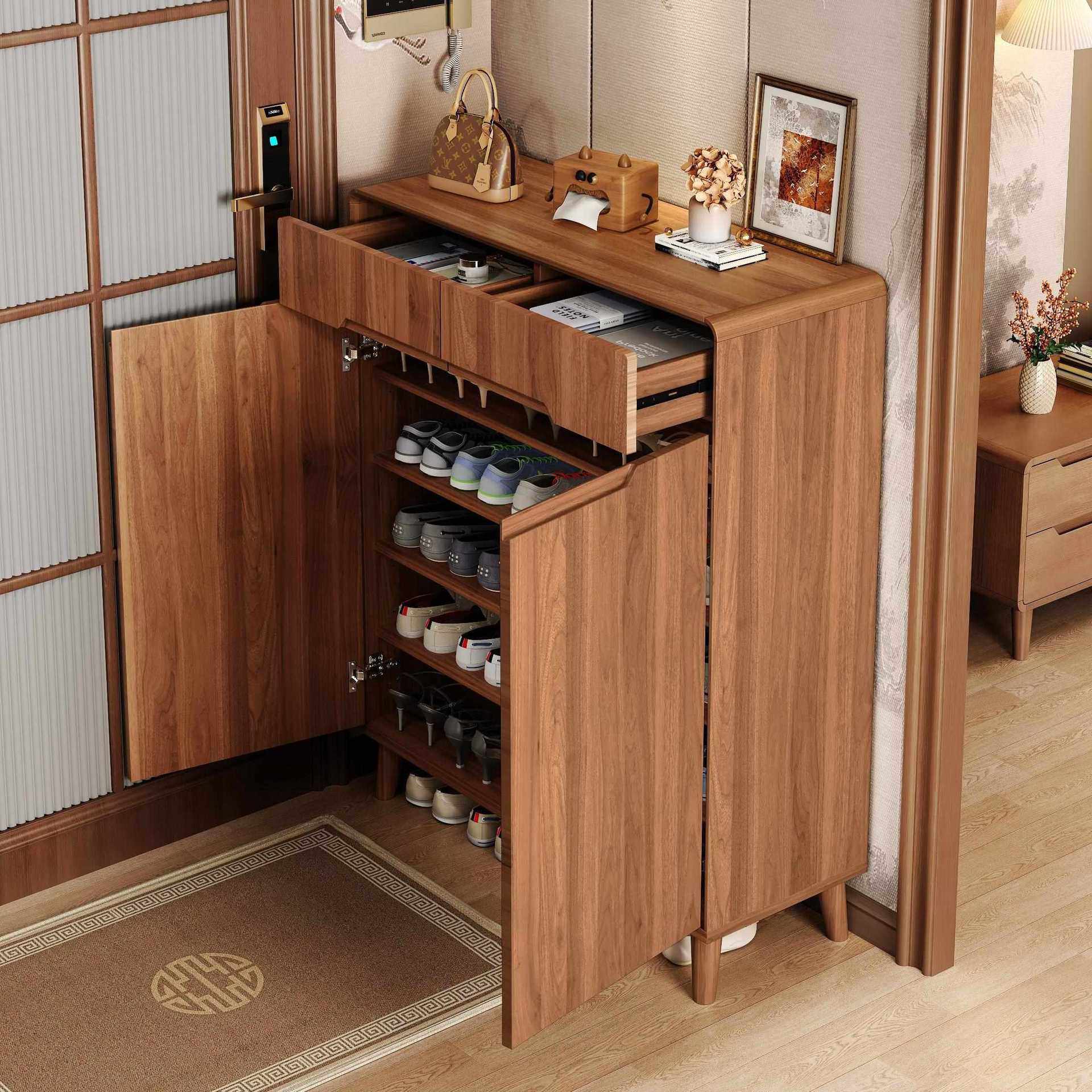 ?新中式鞋柜家用门口入户门储物玄关实木腿2025新款收纳柜一体靠,基础建材,脚轮/万向轮,淘宝优惠券,粉丝福利购,淘宝优惠卷