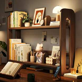 实木台面立式置物架家用桌面书架书房书桌办公室多层可移动收纳架