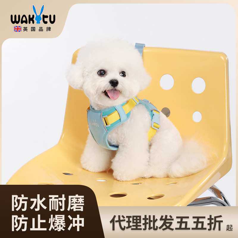 Wakytu英国狗狗牵引绳 小中型犬遛狗绳背心式狗胸背带宠物狗链子