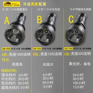 霸光26650强光手电筒可充电长续航远射家用户外超亮X骑行手电防水