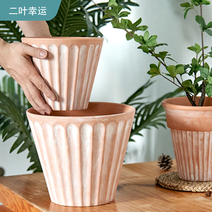 出口意大利订单 设计师款 百褶台灯灯罩造型竖R纹兰花月季红陶花