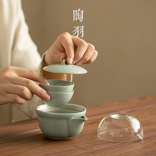 北溪堂便携式快客杯一壶二杯功z夫茶具家用户外泡茶壶茶杯公道杯