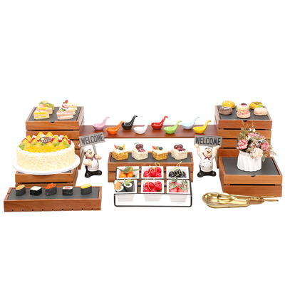 中式木质甜品台酒店摆件展t示架自助餐台蛋糕点心架冷餐会茶歇摆