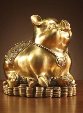 黄铜猪摆件旺财猪生肖猪 家居客厅玄关办公室P装饰品摆设开业乔迁