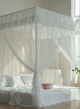新款家用卧室蚊帐1米8x2米 白色落地蚊帐1米5床 S儿童公主蚊帐1.2