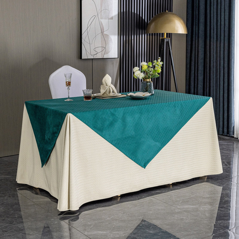 加厚双层长方形i桌布高档酒店饭厅桌布酒店会议室活动展会白色桌