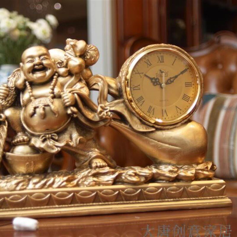 欧式复古座钟客厅财神摆件个性静音老式钟佛摆件桌面W电视柜台式,家居饰品,座钟,淘宝优惠券,粉丝福利购,淘宝优惠卷