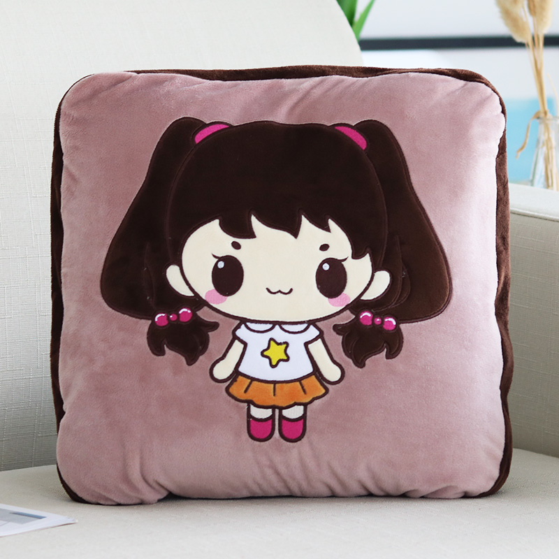 汽车抱枕被子两用可爱枕头珊瑚绒折叠靠垫办公室午U睡毯多功能靠