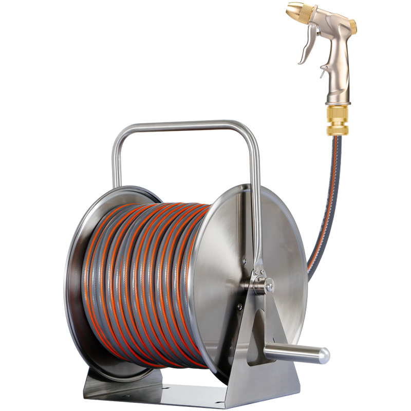 金属高压洗车水枪套装刷车神器抢头不锈钢M浇花水管收纳架车卷管
