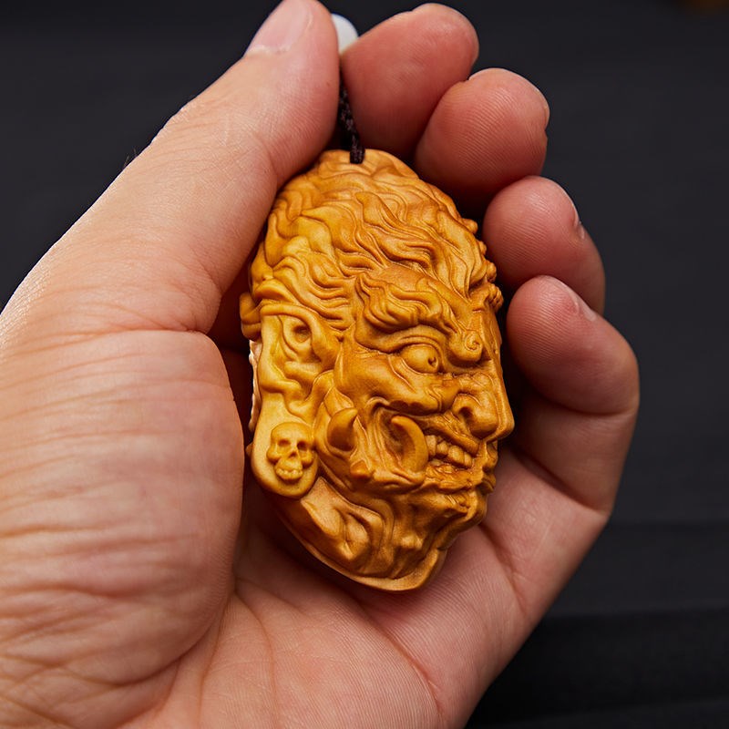 太行崖柏一念之间木雕手把件雕刻佛魔头挂件男士随身X把玩件工艺