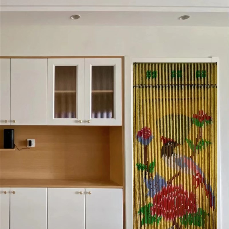 新款纯手工门帘玄关隔断t珠帘挂帘复古屏风卫生间厕所帘成品