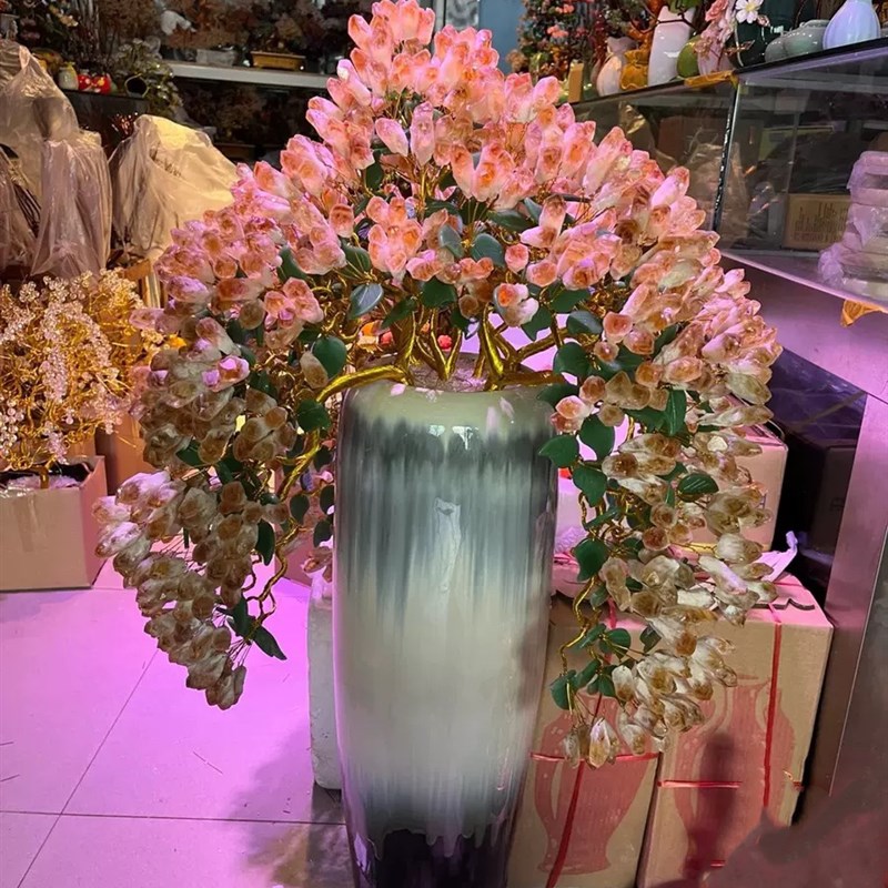 黄水晶发财树紫i水晶摇钱树家居摆饰客厅玄关酒柜店铺开业乔迁送